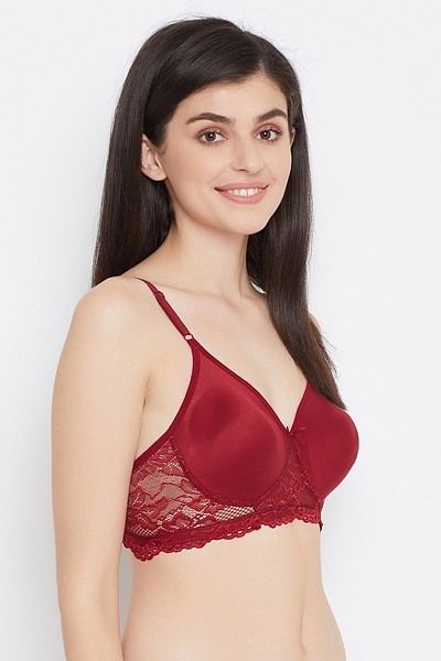 Buy Clovia Flair Non-Padded Non-Wired Demi Coverage Spacer Cup Front Open  Plunge Bra in Maroon - Cotton Rich Online at Best Prices in India - JioMart.