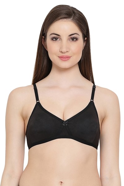Cotton Rich T shirt Bra With Cross-Over Moulded Cups In Black