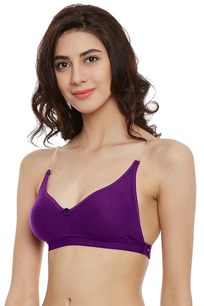 Soft Bras Multi Pack Transparent Bra Straps for Women Purple Crop
