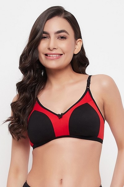 Buy Lace Detail Wide Band Bra with Hook and Eye Closure Black For