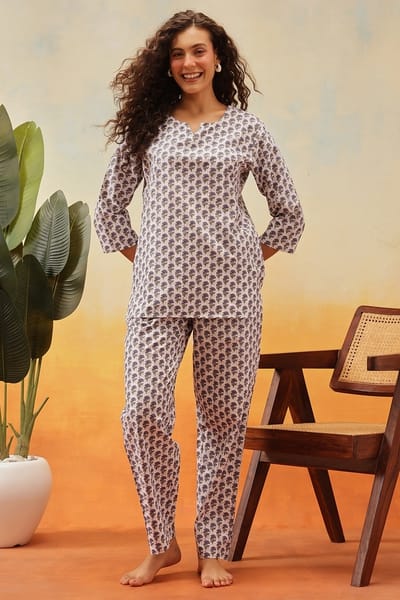 Sleepwear 100 Cotton Nightwear Knitted Soft Warm Night Suit Long Sleeve Piece Pyjamas Sleepwear White 100%  Cotton Pajamas For Women Dress And Clothes Price