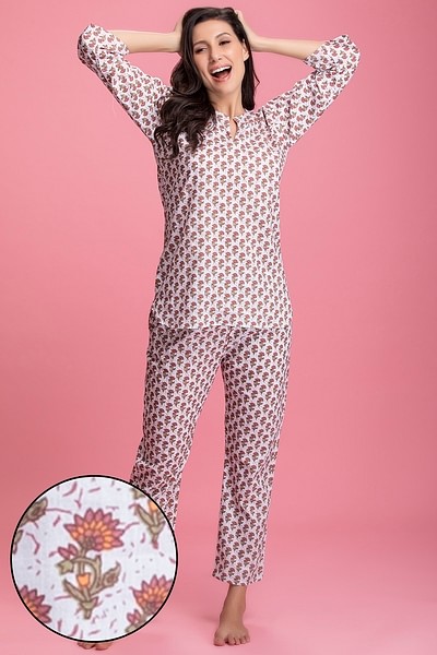 Shop Floral Print Cotton Pyjama Set Online
