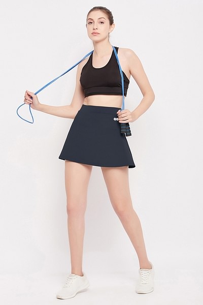 Buy High-Rise Active Skirt in Dark Grey with Attached Inner Shorts