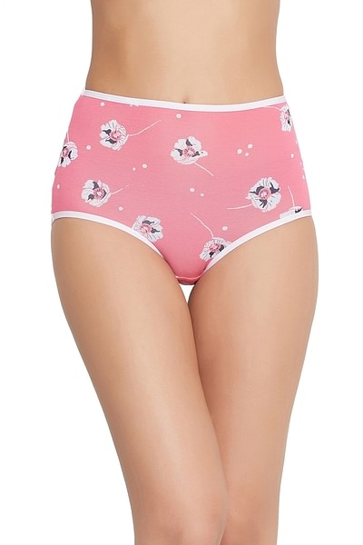 Buy High Waist Floral Print Hipster Panty in Pink - Cotton Online