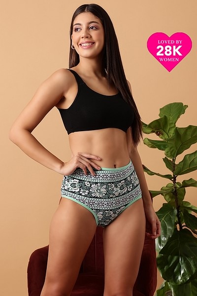 Buy High Waist Floral Print Hipster Panty in Green - Cotton Online India,  Best Prices, COD - Clovia - PN3221Q19