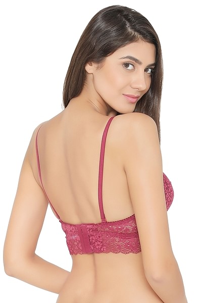 Lace Padded Non-Wired Full Coverage Multiway Bridal Bra In Pink