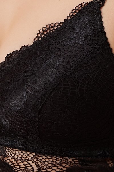 Topshop mesh underwire longline bra in black