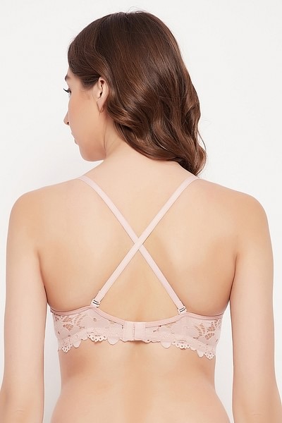 Buy Lace Padded Non-Wired Full Coverage Multiway Bridal Bra In Pink Online  India, Best Prices, COD - Clovia - BR1000A22