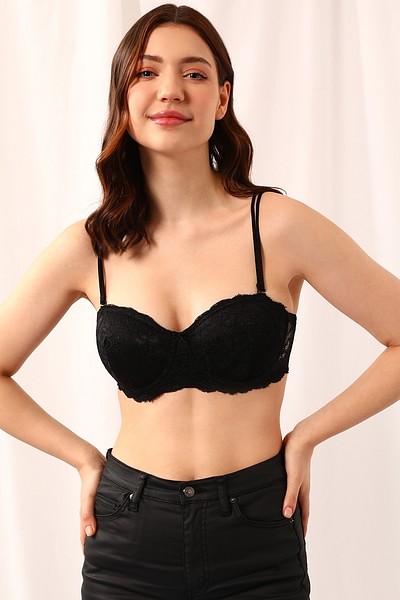Buy Padded Underwired Full Cup Multiway Strapless Bra in Black