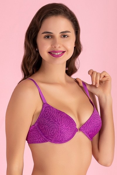 Buy Level 2 Push Up Underwired Demi Cup Plunge Bra in Purple - Lace Online  India, Best Prices, COD - Clovia - BR1608P12