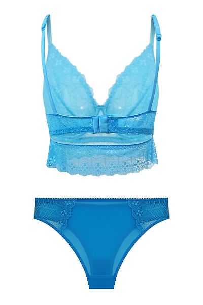 Buy Lace Underwired Non-Padded Bralette with Bikini Panty Online India ...