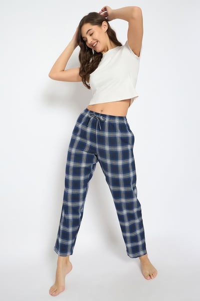 Buy Classic Checkered Pyjama in Navy - Cotswool Online - Clovia