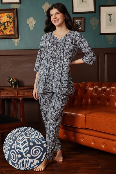 Celia Navy Cotton Pyjama Top