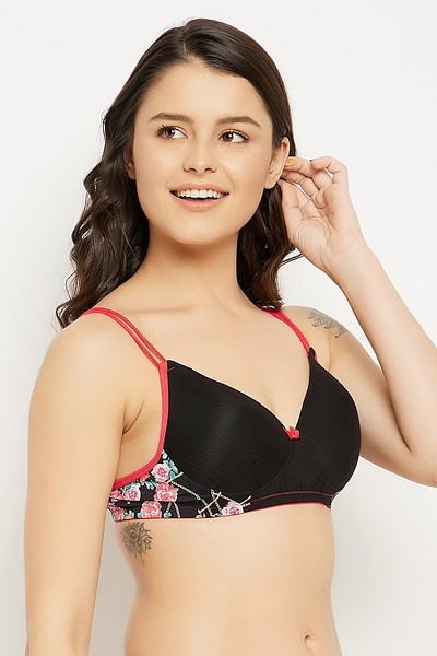 Buy Level 1 Push-Up Non-Wired Full Cup T-shirt Bra in Black Online India,  Best Prices, COD - Clovia - BR2324P13