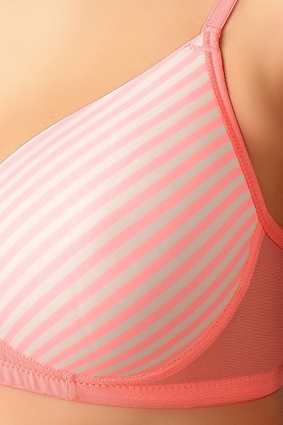 Clovia Push Up Demi Cup T-Shirt Bra With Detachable Straps - Pink BR0704P22