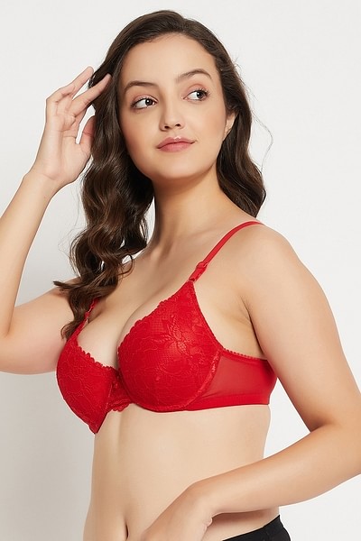 Buy Padded Underwired Full Cup Longline Bralette in Red - Lace Online  India, Best Prices, COD - Clovia - BR1969R04