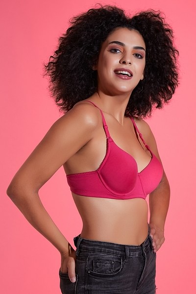 Buy Level 1 Push-up Underwired Demi Cup Multiway T-shirt Bra in Hot Pink -  Cotton Rich Online India, Best Prices, COD - Clovia - BR1496P14