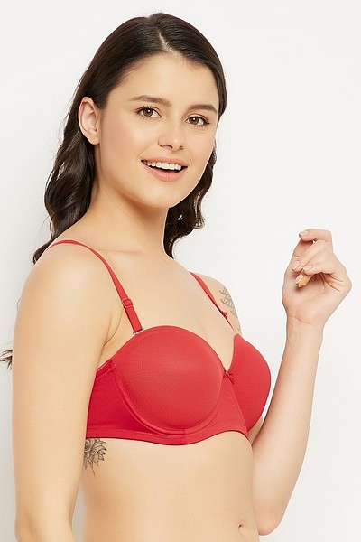 Buy Level 1 Push-up Underwired Demi Cup T-shirt Bra in Coral Red