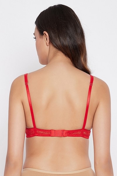 Buy Level 1 Push-up Underwired Demi Cup T-shirt Bra in Coral Red - Lace  Online India, Best Prices, COD - Clovia - BR2281P04