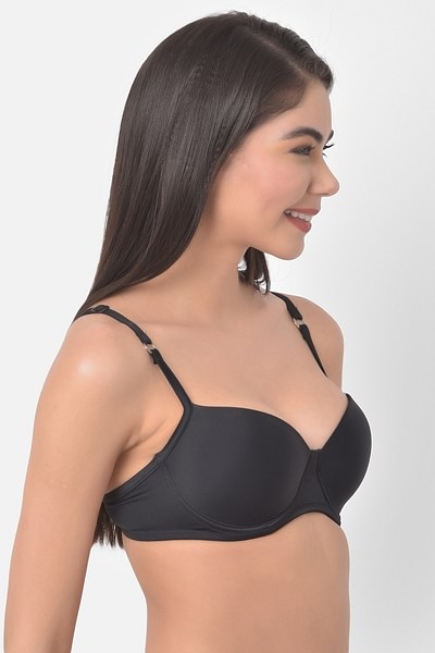 Buy Level 1 Push Up Underwired Strapless Bra with Transparent Straps & Band  with Balconette Style - Black Online India, Best Prices, COD - Clovia -  BR1981P13