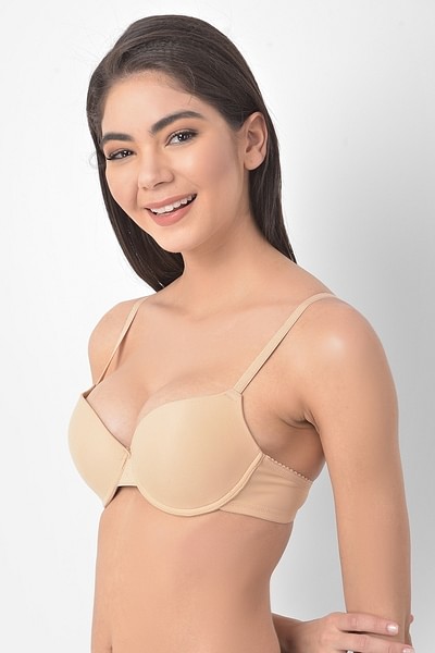Buy Demi Cup Bra with Transparent Straps & Back in Nude - Cotton Online  India, Best Prices, COD - Clovia - BR0686P24