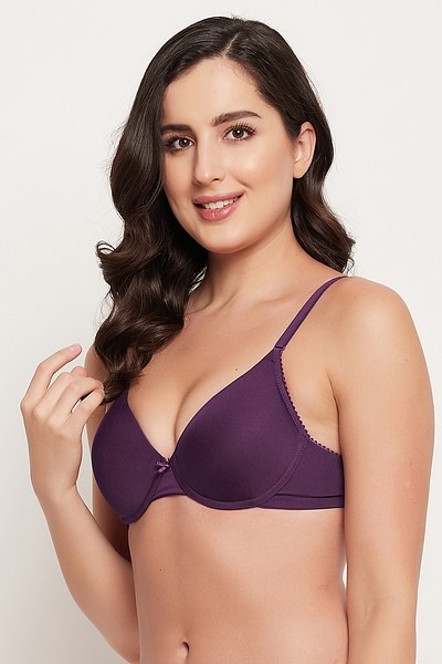 Buy Level 1 Push-Up Underwired Demi Cup Multiway T-shirt Bra in Wine Colour  - Cotton Rich Online India, Best Prices, COD - Clovia - BR1496P15