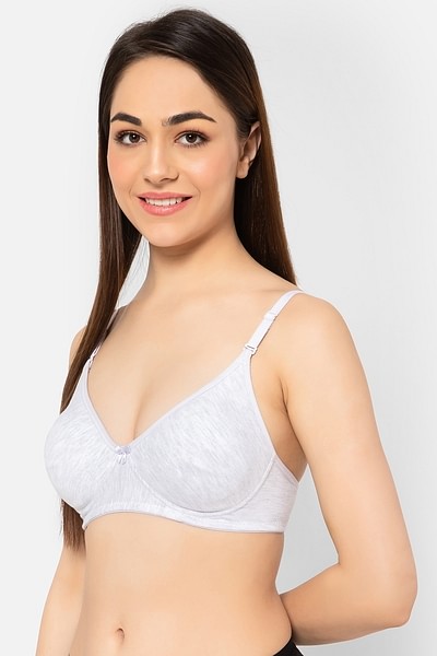 Buy Lightly Padded Non-Wired Full Cup Multiway T-shirt Bra in Grey Melange  - Cotton Rich Online India, Best Prices, COD - Clovia - BR1662A01