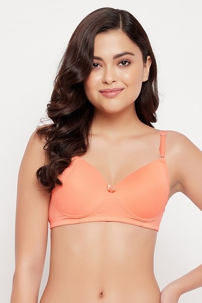 Buy Non-Padded Non-Wired Full Cup T-shirt Bra in Peach Colour