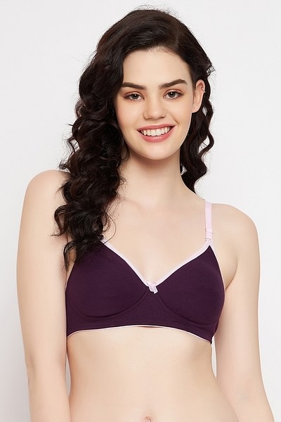 Buy Lightly Padded Non-Wired Full Cup Multiway T-shirt Bra in Purple -  Cotton Rich Online India, Best Prices, COD - Clovia - BR1722A15