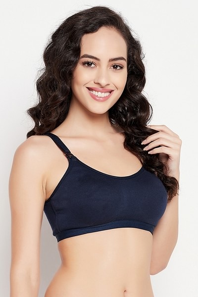 Buy Lightly Padded Non-Wired Full Figure Feeding Bra in Navy - Cotton Rich  Online India, Best Prices, COD - Clovia - BR2337T08