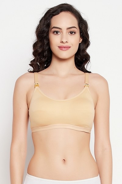 Buy Lightly Padded Non-Wired Full Figure Feeding Bra in Nude Colour -  Cotton Rich Online India, Best Prices, COD - Clovia - BR2337S24