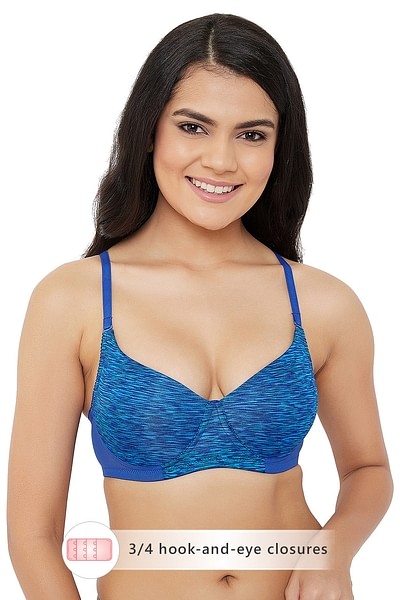 Navy Blue Printed Lightly Padded Non Wired Multiway Bra - Buy Navy Blue  Printed Lightly Padded Non Wired Multiway Bra online in India