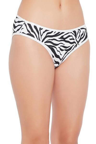 Buy Low Waist Animal Print Bikini Panty in White - Cotton Online India,  Best Prices, COD - Clovia - PN3465F18