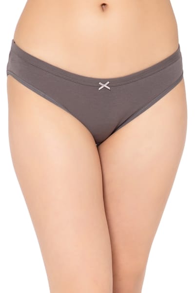 Clovia Low Waist Bikini Panty in Grey - Cotton