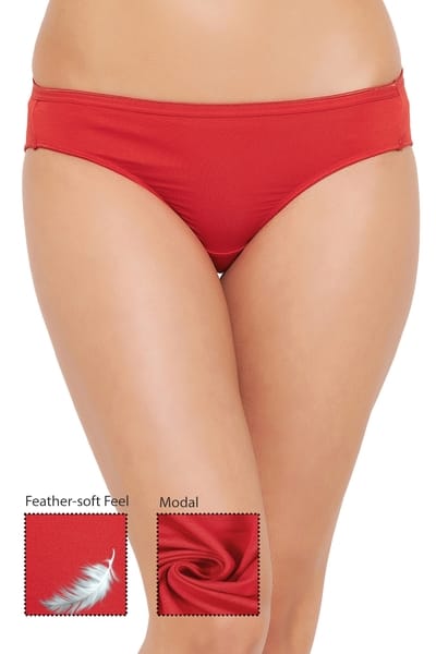 Clovia Low Waist Bikini Panty in Red