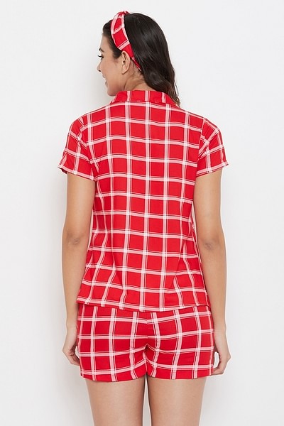 Buy Classic Checks Button Down Shirt & Shorts with Knotted