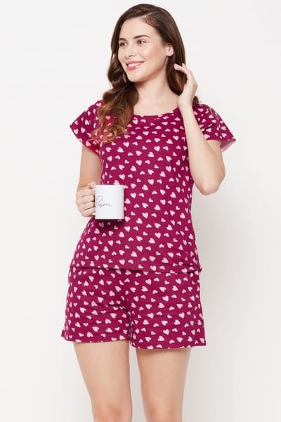 Heart-Detail Top & Shorts Co-ord Set main image 0