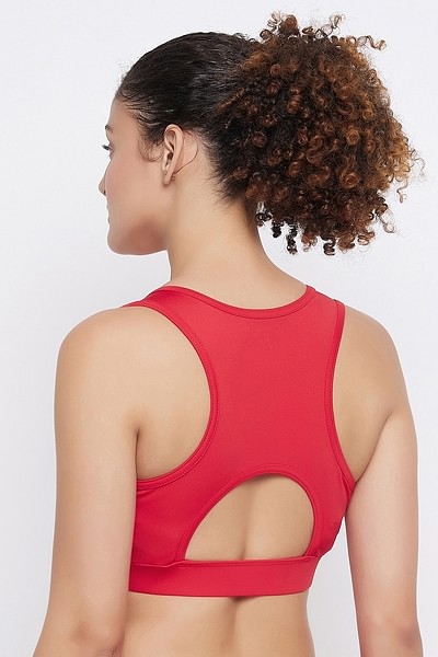 Buy Medium Impact Padded Racerback Active Sports Bra in Red Online India,  Best Prices, COD - Clovia - BRS063P04