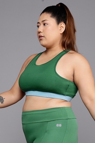 Buy Medium Impact Padded Racerback Sports Bra in Forest Green