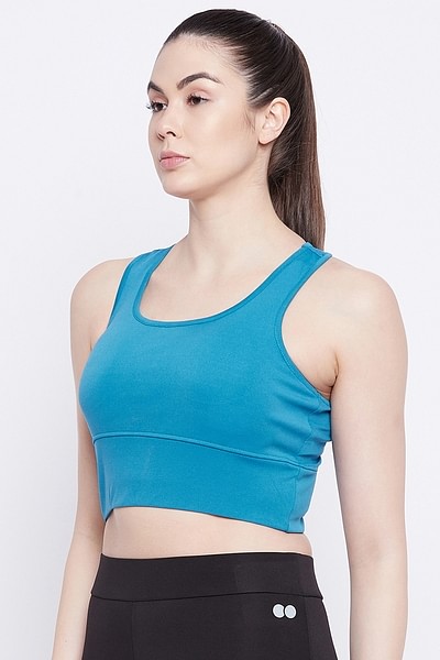 Buy Medium Impact Padded Racerback Sports Bra with Removable Cups in Black  Online India, Best Prices, COD - Clovia - BR2084P16