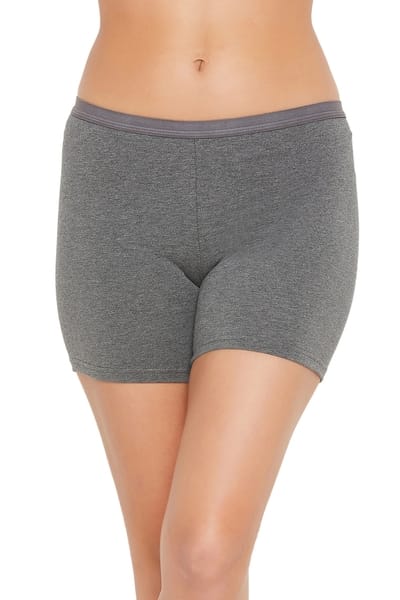 Clovia Mid Waist Boyleg Panty in Dark Grey - Cotton
