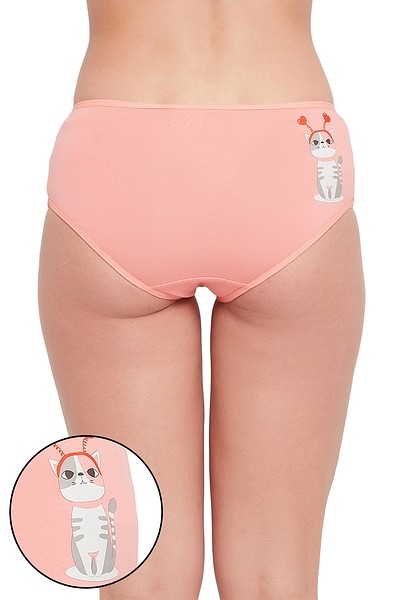 Buy Mid Waist Cat Print Hipster Panty in Pink Online India, Best Prices,  COD - Clovia - PN3310D22