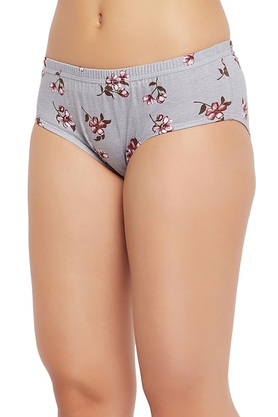 Clovia Women's Cotton Mid Waist Floral Print Hipster Panty with