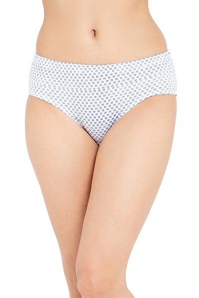 Buy Clovia 100% Cotton Medium Waist Inner Elastic Hipster Panty- White  online