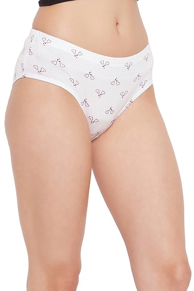 Buy Clovia Women's Cotton Mid Waist Doodle Print Hipster Panty with Inner  Elastic (PN3227X18_White_S) at