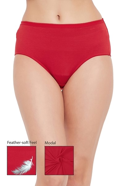 Mid Waist Hipster Panty in Cherry Red