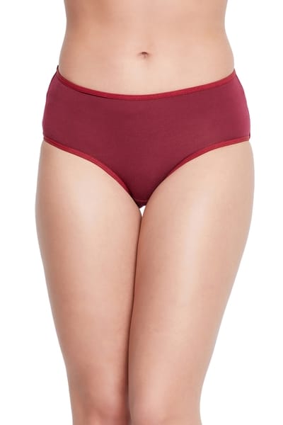 Clovia Mid Waist Hipster Panty in Maroon - Cotton