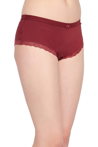 Buy Low Waist Hipster Panty in Maroon with Lace Trims - Cotton Online  India, Best Prices, COD - Clovia - PN3542P09