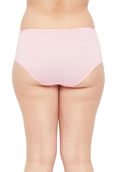 Buy Mid Waist Hipster Panty in Soft Pink Cotton Online India