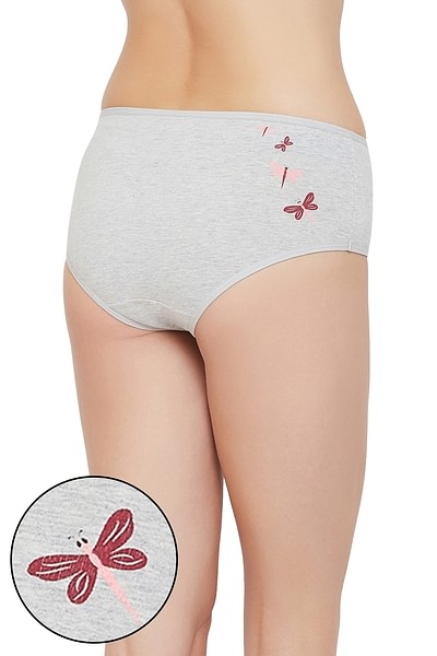 Buy Mid Waist Hipster Panty with Butterfly Print Back in Grey - Cotton  Online India, Best Prices, COD - Clovia - PN3297O01